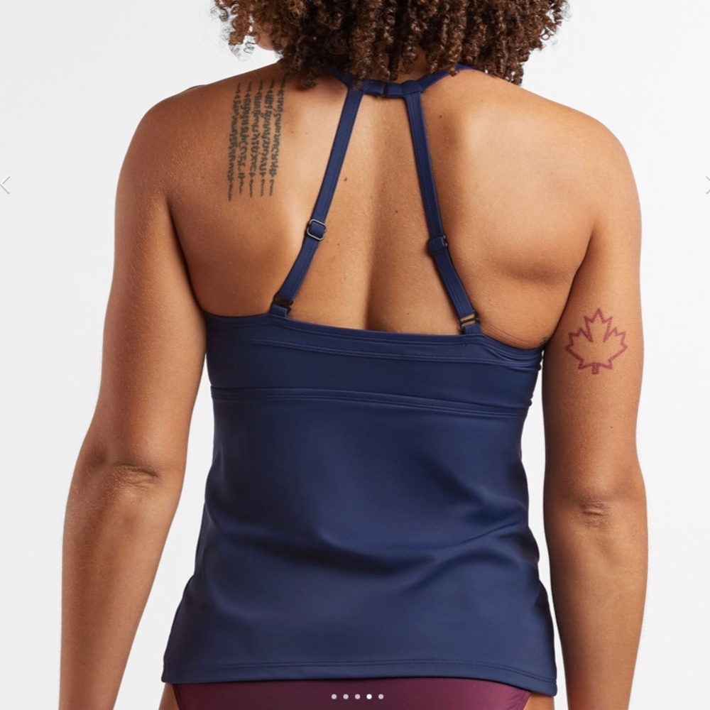 Title Nine Navy Blue Halter Tankini Top - Picture 2 of 7